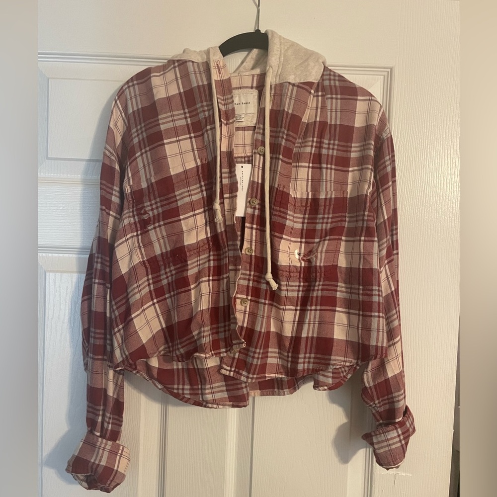 American Eagle Hooded Flannel cropped top